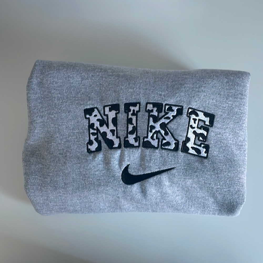 Embroidered Nike Cow Crewneck
